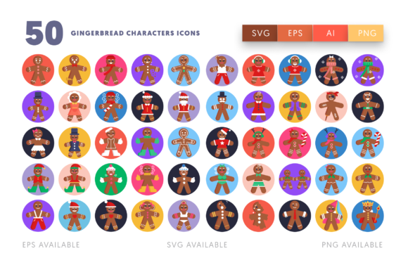 50 Gingerbread Icons for Digital Product Creators