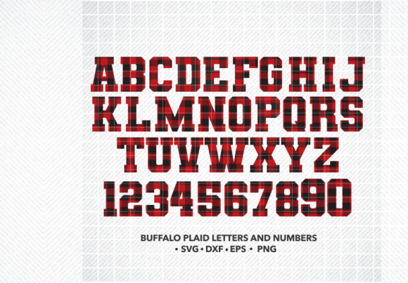 BUFFALO PLAID LETTERS NUMBERS SVG PNG for Crafts