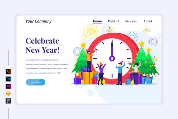Celebrate New Year Flat Illustration Review