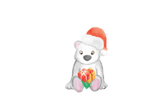 Christmassy Watercolor Polar Bear for Festive Branding