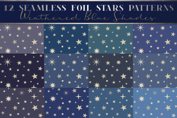 Cute Foil Seamless Blue Starry Pattern for Creative Design