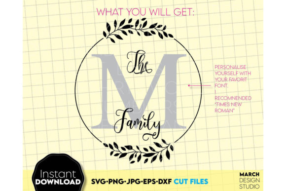 Family Name Last Name Monogram Frame for Crafts