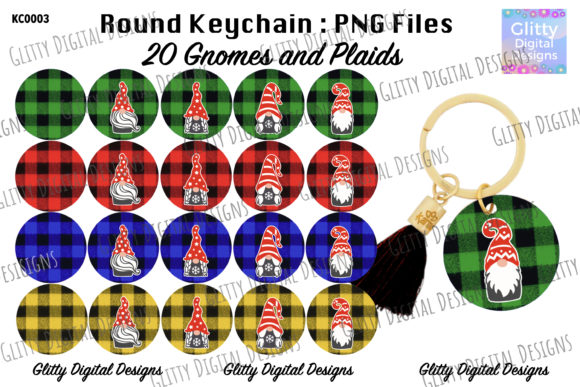 Gnomes Plaid Round Keychain Design Review