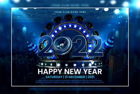 Modern New Year 2022 Invitation Template for Print Templates