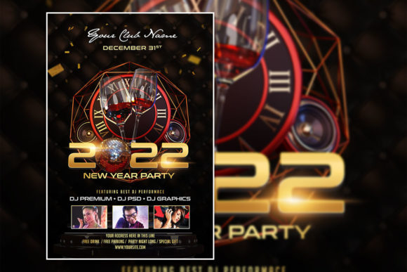 Modern Style New Year Poster Template for Print Templates