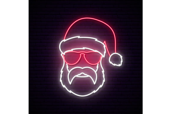 Santa Claus Neon Sign SVG and Icons for Crafting
