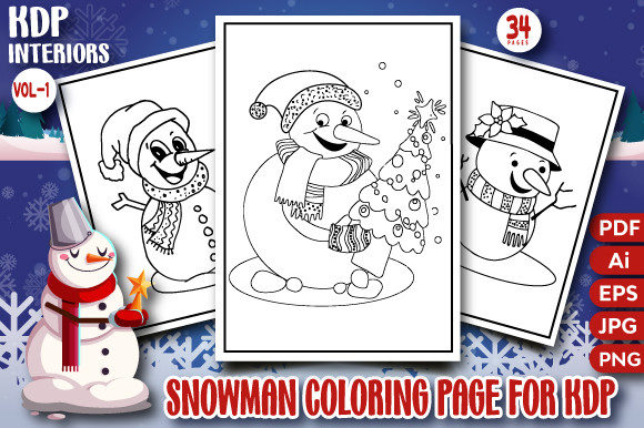 Snowman Coloring Pages for Kdp Vol-1 - A Festive Kdp Interiors Asset
