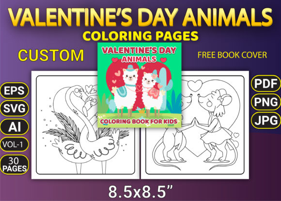 Valentine’s Coloring Pages with Cover for Branding and Packaging